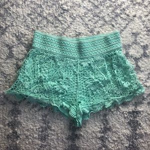 Topshop Aqua crochet shorts